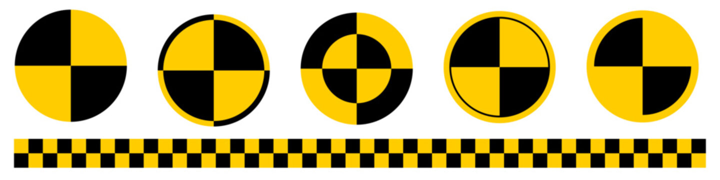 Crash test dummy car safety symbol set