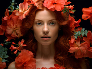 portrait of a woman with flowers