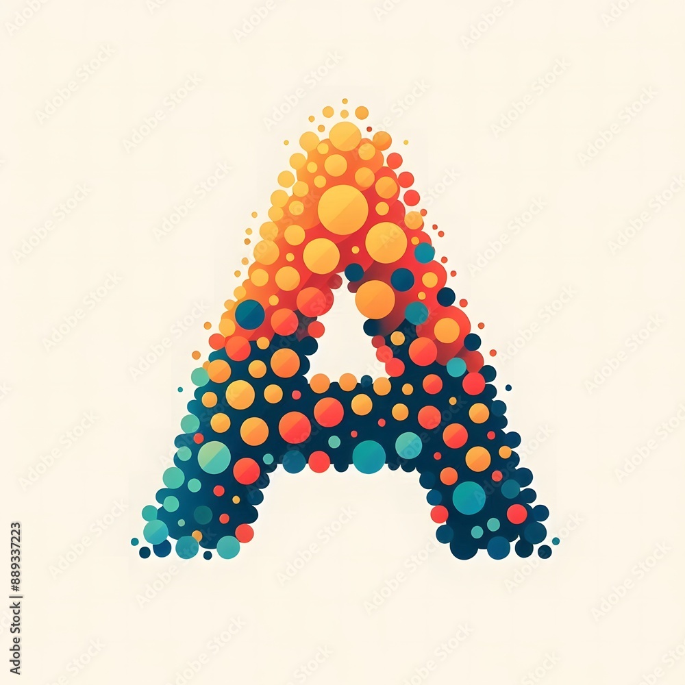 Fototapete AI Generate of Logo Letter A created using random color dots