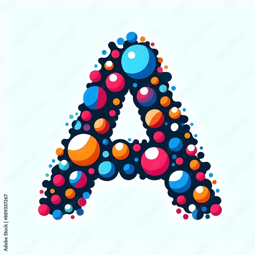 Fototapete AI Generate of Logo Letter A created using random color dots