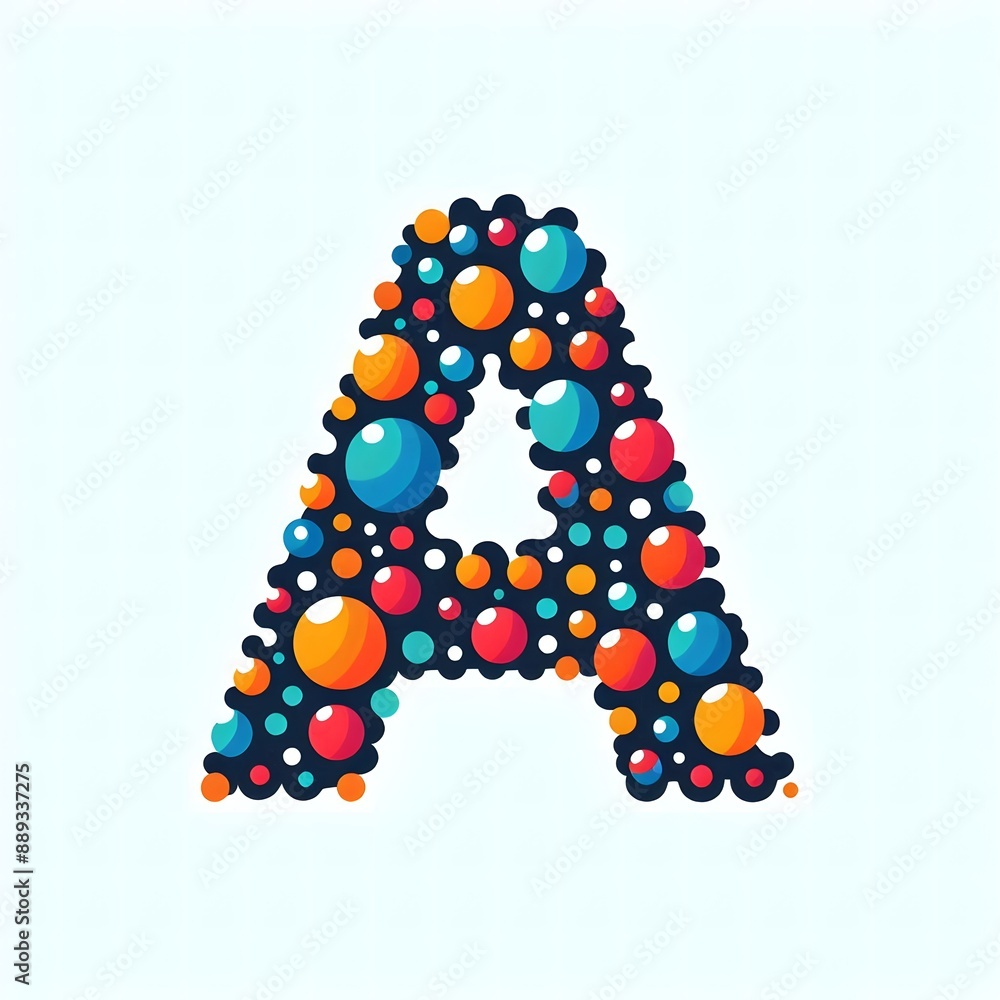 Fototapete AI Generate of Logo Letter A created using random color dots