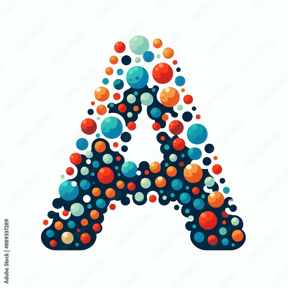 Fototapete AI Generate of Logo Letter A created using random color dots