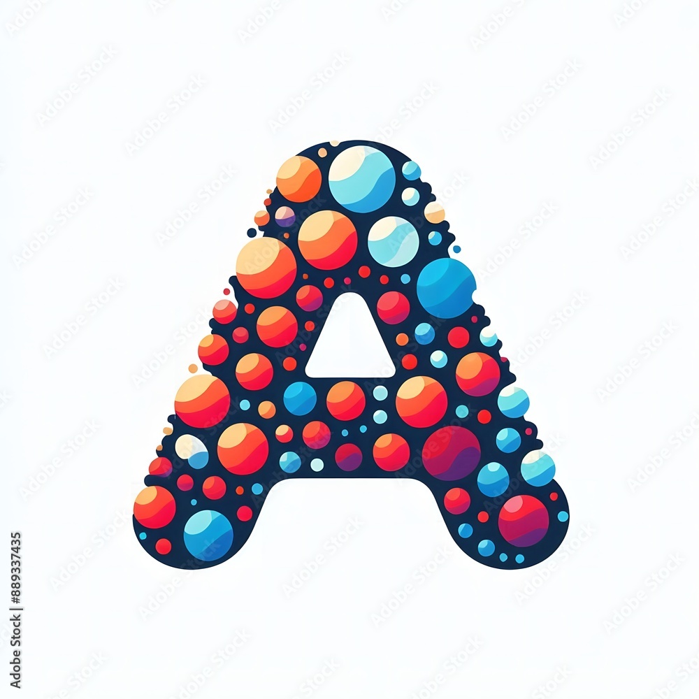 Fototapete AI Generate of Logo Letter A created using random color dots