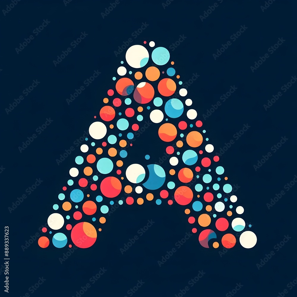 Fototapete AI Generate of Logo Letter A created using random color dots