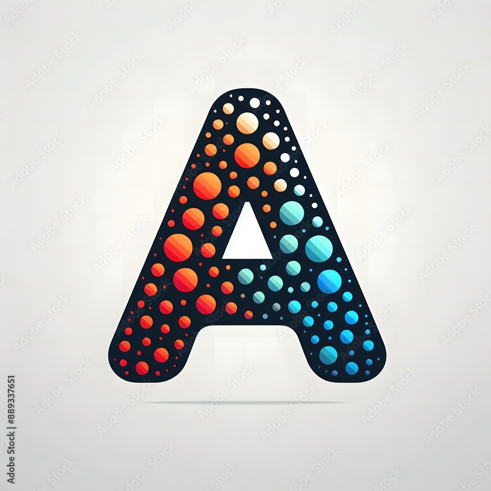 Fototapete AI Generate of Logo Letter A created using random color dots