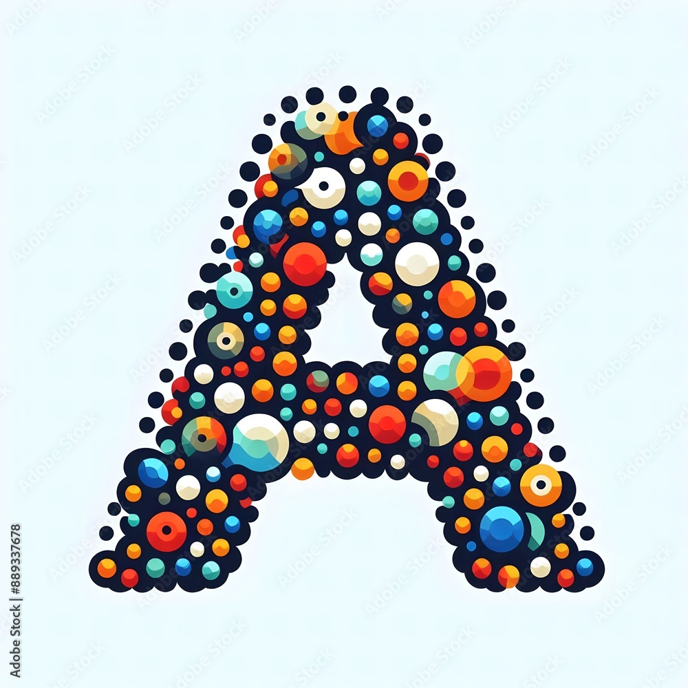 Fototapete AI Generate of Logo Letter A created using random color dots
