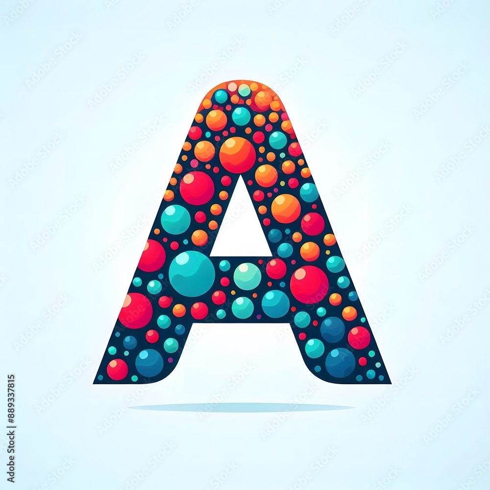 Fototapete AI Generate of Logo Letter A created using random color dots