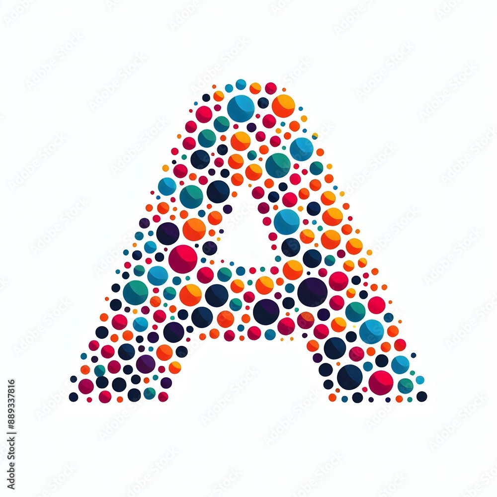 Fototapete AI Generate of Logo Letter A created using random color dots