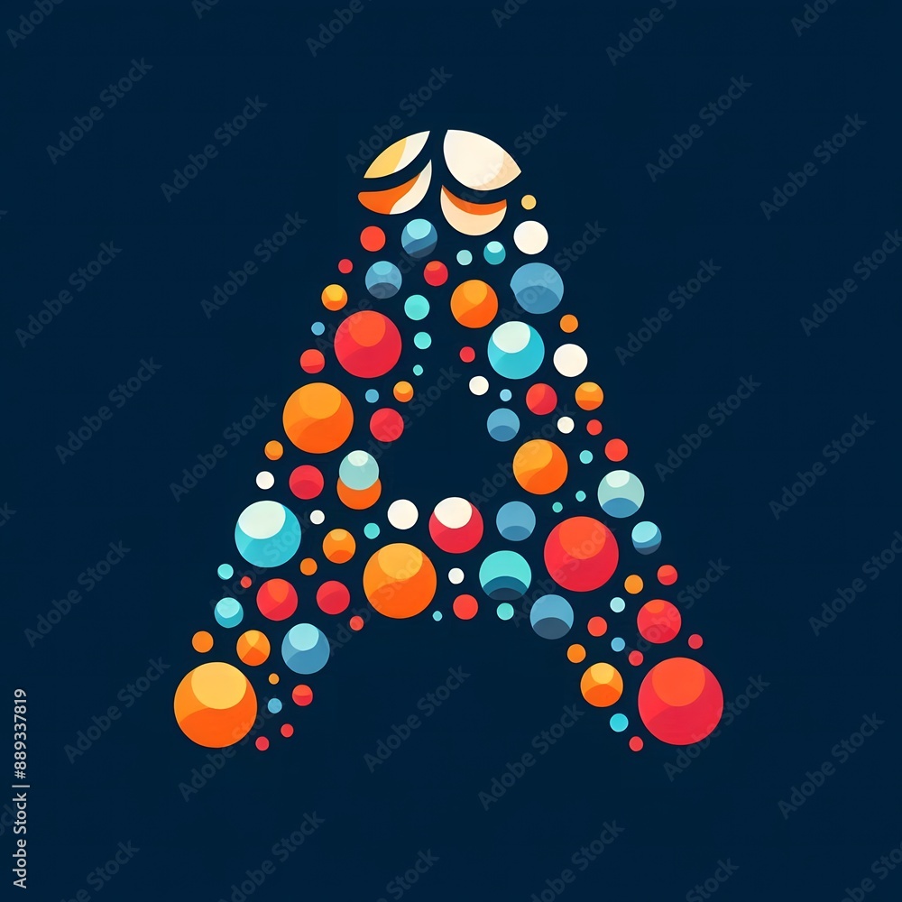 Fototapete AI Generate of Logo Letter A created using random color dots