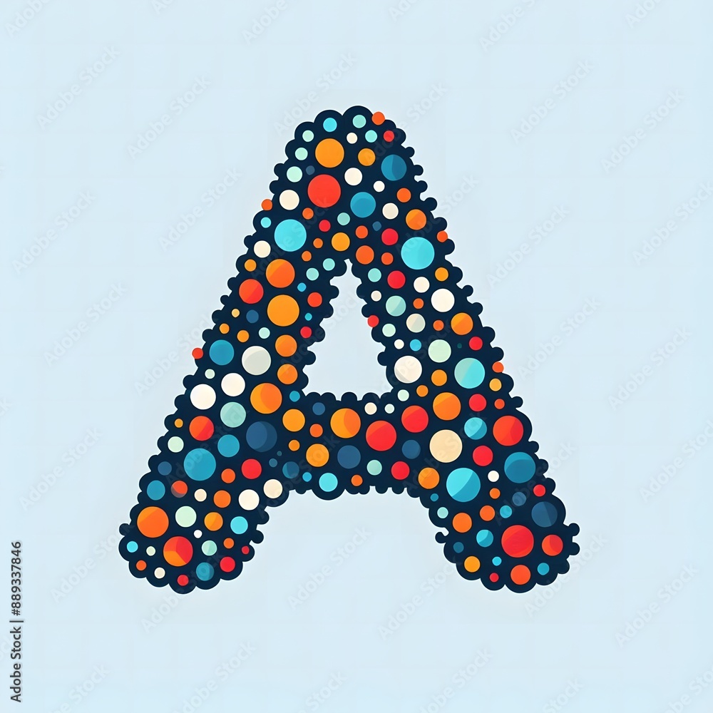 Fototapete AI Generate of Logo Letter A created using random color dots