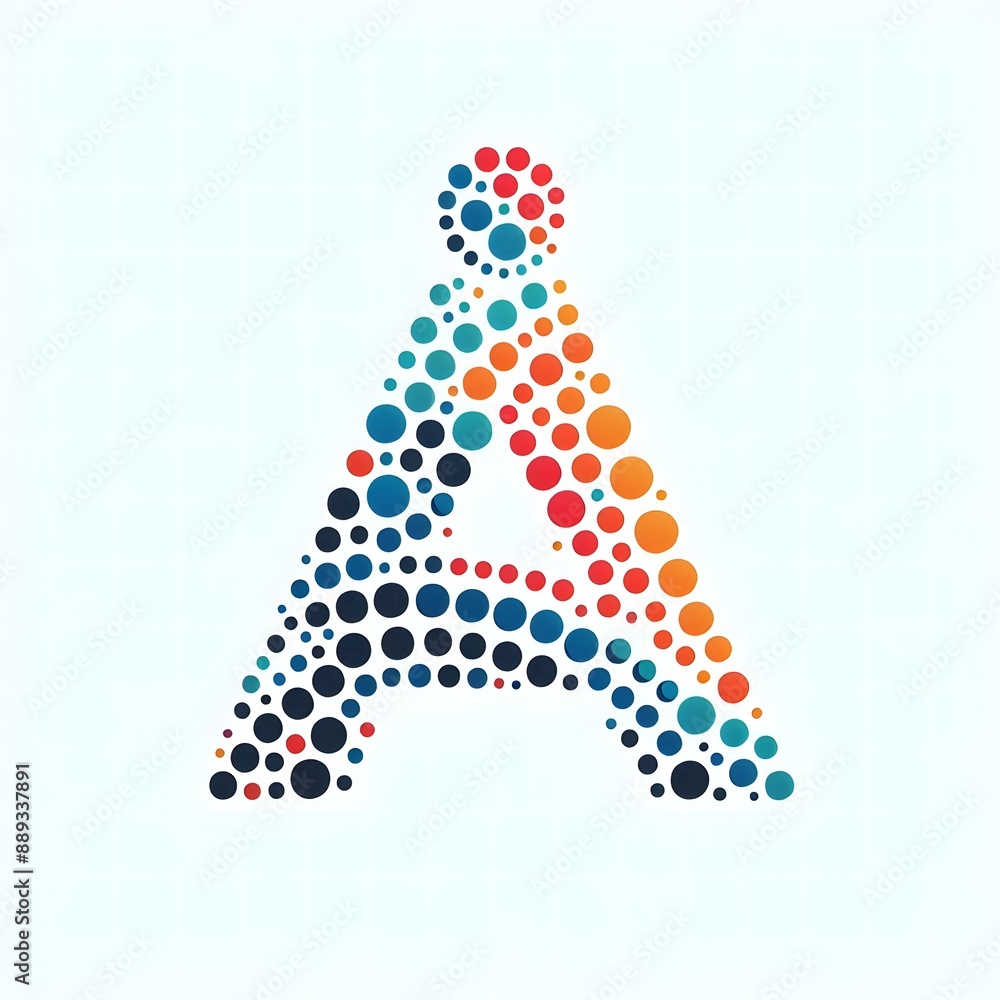 Fototapete AI Generate of Logo Letter A created using random color dots