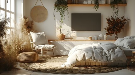 Cozy and Inviting Scandinavian-Style Bedroom with Rustic Touches