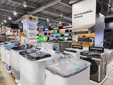 electronic store business for various brands such as televisions, refrigerators, washing machines, Bontang, East Kalimantan, Indonesia. June 29 2024