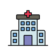 hospital color line icon with white background vector stock illustration