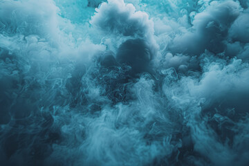 Dynamic smoke clouds Illuminated by a neon turquoise surface. The coolness of the underwater scenes.
