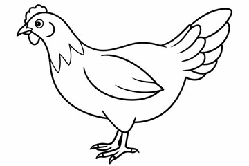 Obraz premium chicken silhouette, chicken line drawing, Black silhouette of a rooster standing. Vector illustration 