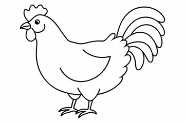 
chicken silhouette, chicken line drawing, Black silhouette of a rooster standing. Vector illustration
