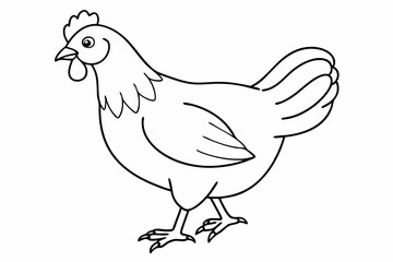 
chicken silhouette, chicken line drawing, Black silhouette of a rooster standing. Vector illustration
