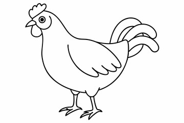
chicken silhouette, chicken line drawing, Black silhouette of a rooster standing. Vector illustration
