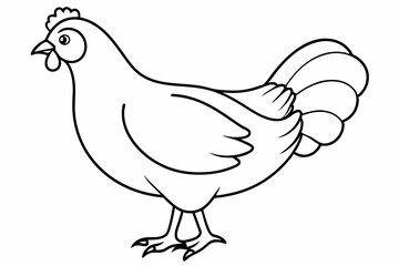 
chicken silhouette, chicken line drawing, Black silhouette of a rooster standing. Vector illustration
