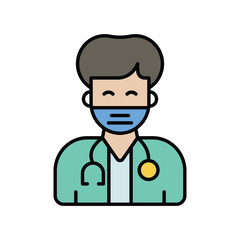 doctor color line icon with white background vector stock illustration