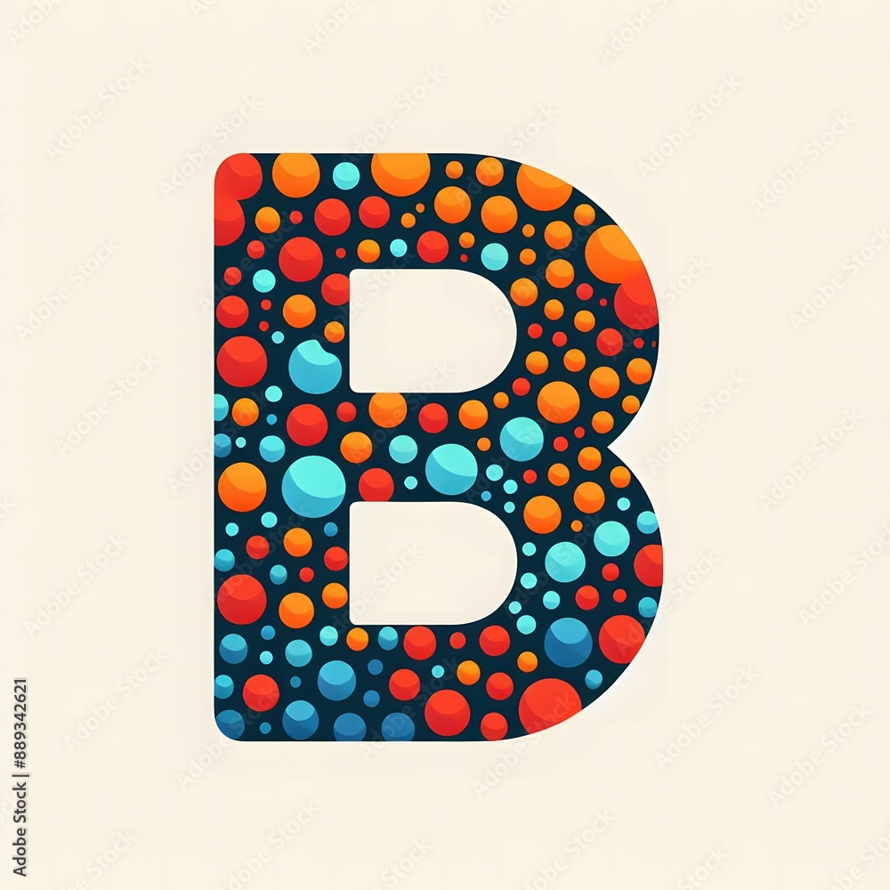 Fototapete AI Generate of Logo Letter B created using random color dots