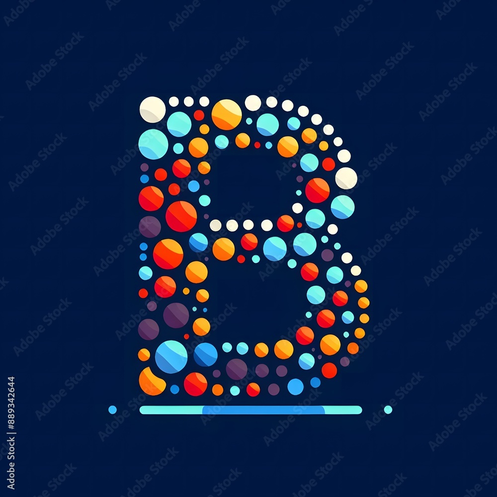 Fototapete AI Generate of Logo Letter B created using random color dots