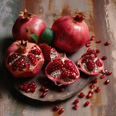 Pomegranates and Seeds Still Life