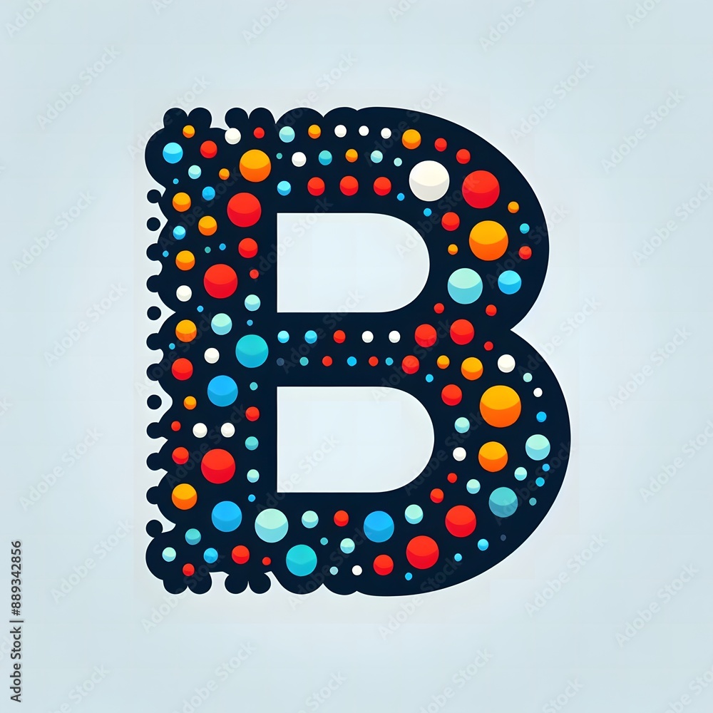 Fototapete AI Generate of Logo Letter B created using random color dots