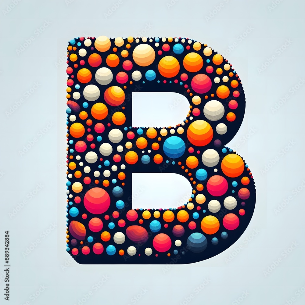 Fototapete AI Generate of Logo Letter B created using random color dots