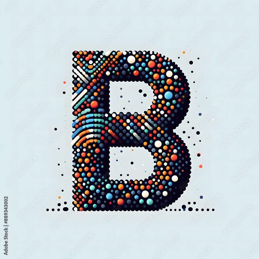 Fototapete ai generate of logo letter b created using random color dots