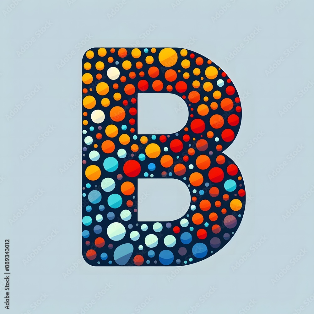 Fototapete AI Generate of Logo Letter B created using random color dots