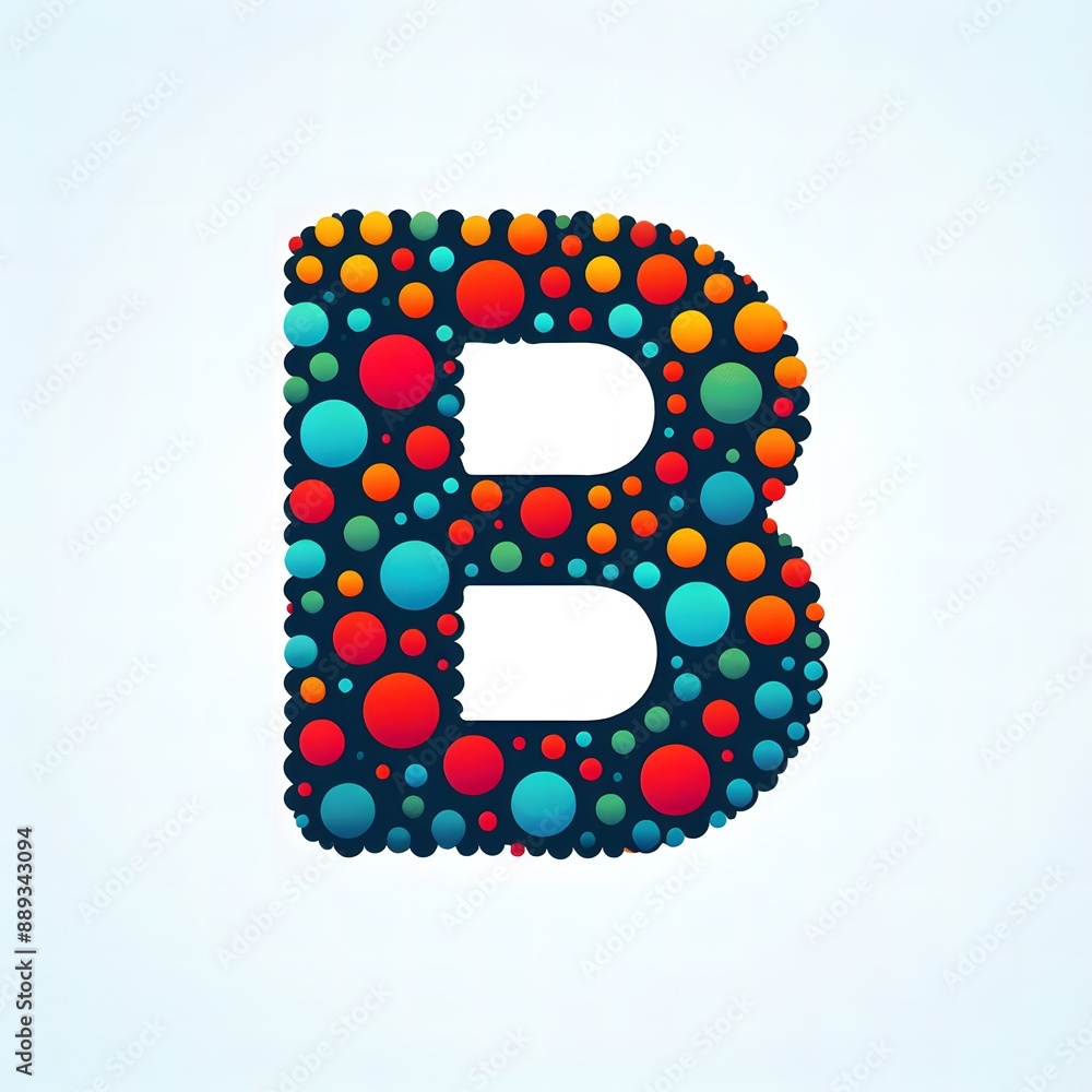 Fototapete AI Generate of Logo Letter B created using random color dots