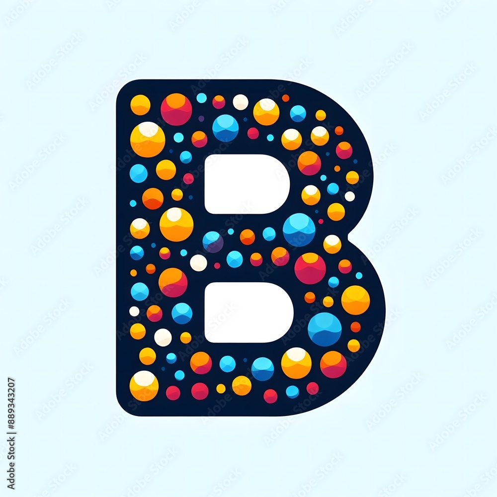 Fototapete AI Generate of Logo Letter B created using random color dots