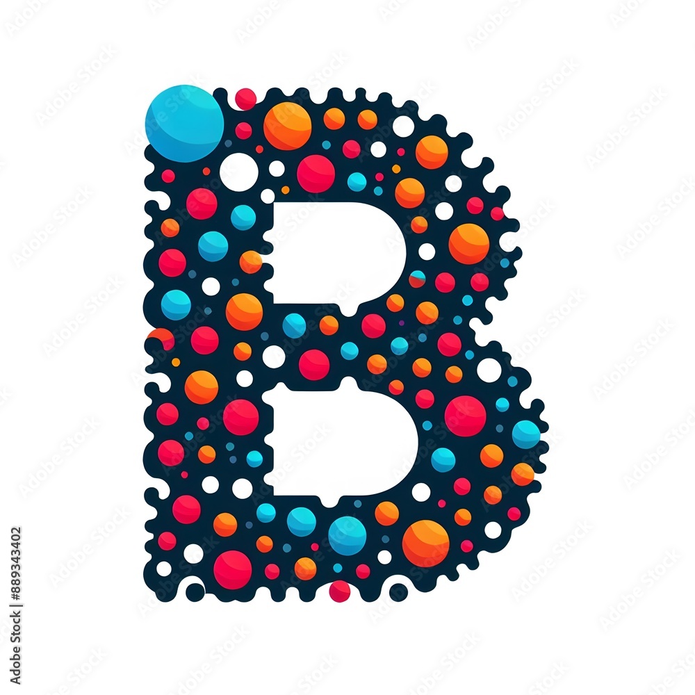 Fototapete AI Generate of Logo Letter B created using random color dots