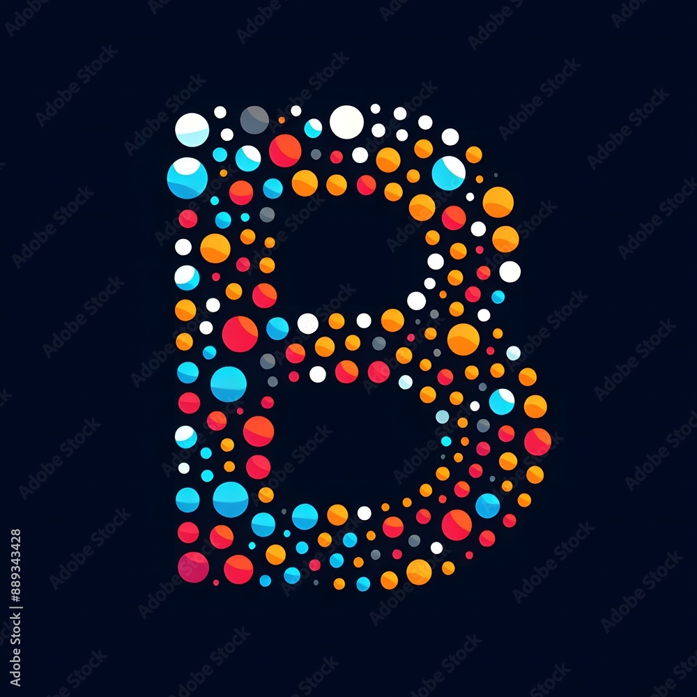Fototapete AI Generate of Logo Letter B created using random color dots