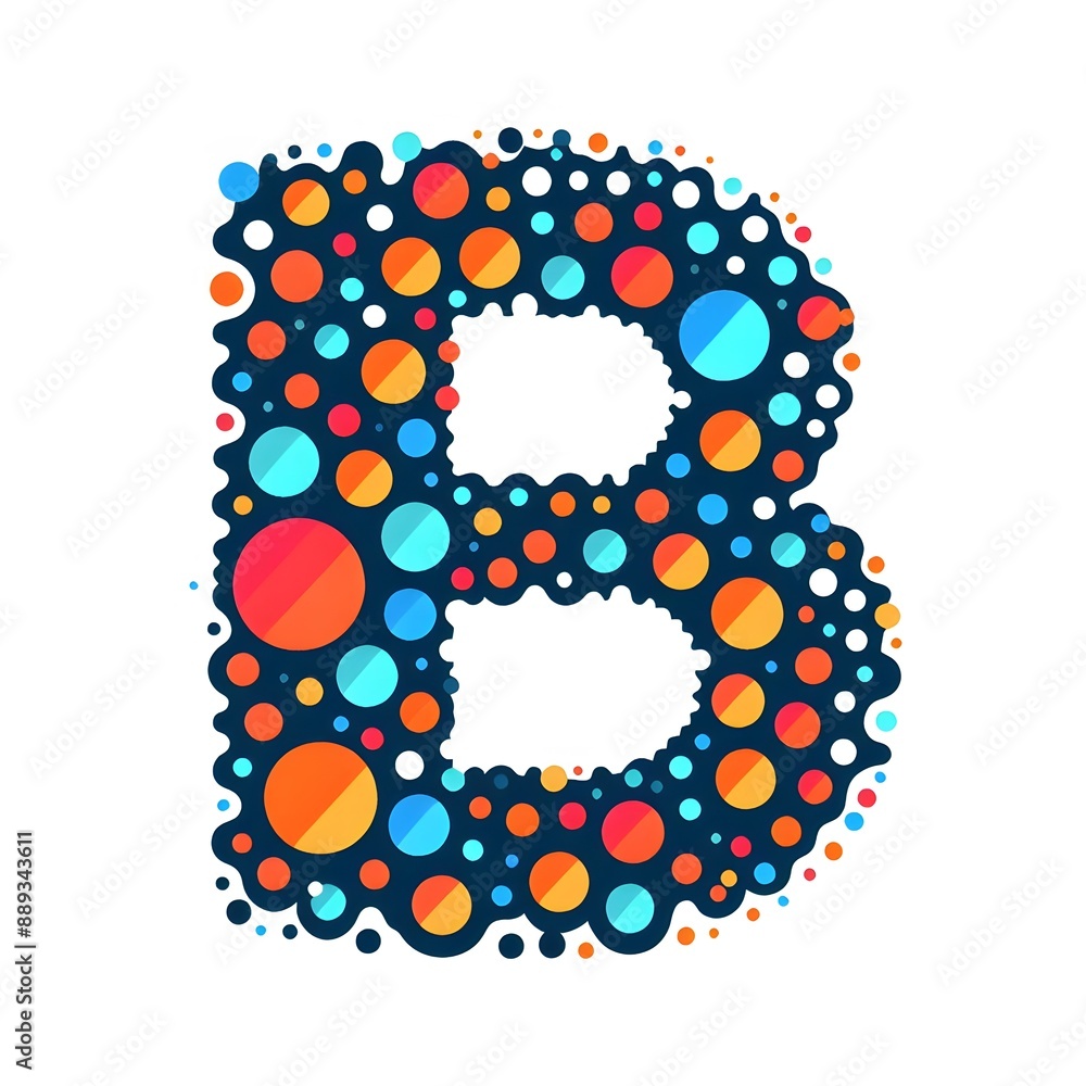 Fototapete AI Generate of Logo Letter B created using random color dots