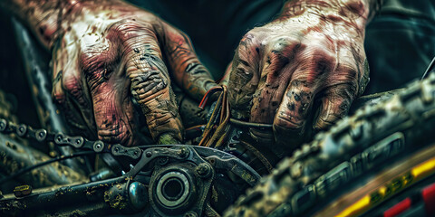 A bicycle mechanic’s hands servicing a bike, ensuring it is in top condition for riding