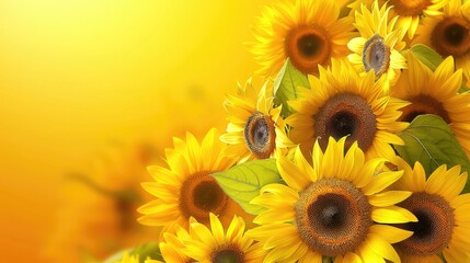 Fototapeta premium Bright Yellow Sunflowers Blooming Beauty