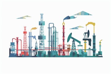 Simple Colorful Minimal Simplistic Oil Industry Web Graphic Generative Illustration