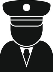 Black silhouette of a train conductor wearing a uniform with a hat and tie