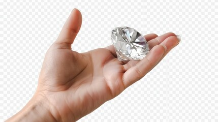 A hand holding a diamond isolated