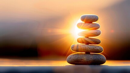 Obraz premium Highquality closeup of a familys hands stacking stones in a ritual, golden hour, highresolution, personality tribes, unity in household, cultural practice
