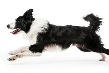 Fototapeta premium Border collie running isolated on white background