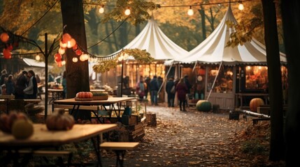 Autumn festival, fair in the park.