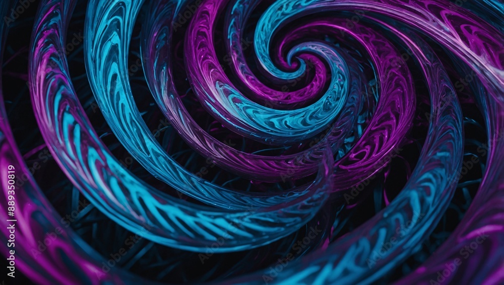 Wall mural Vivid neon swirls in blue and purple for an abstract dynamic background