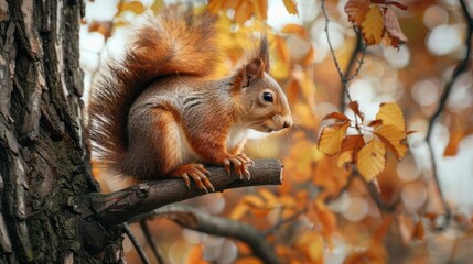 A squirrel on a tree poster
