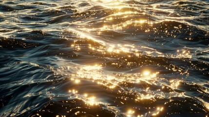 Open sea with gentle waves and sun reflections in the water. generative ai