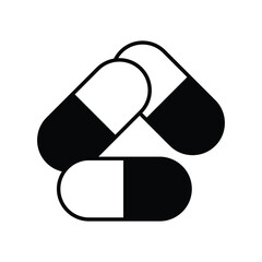 pills glyph icon with white background vector stock illustration
