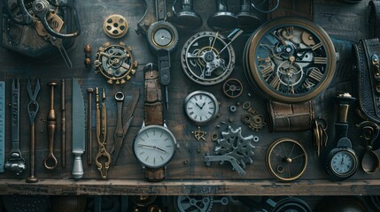 A watchmaker's workshop poster with watch